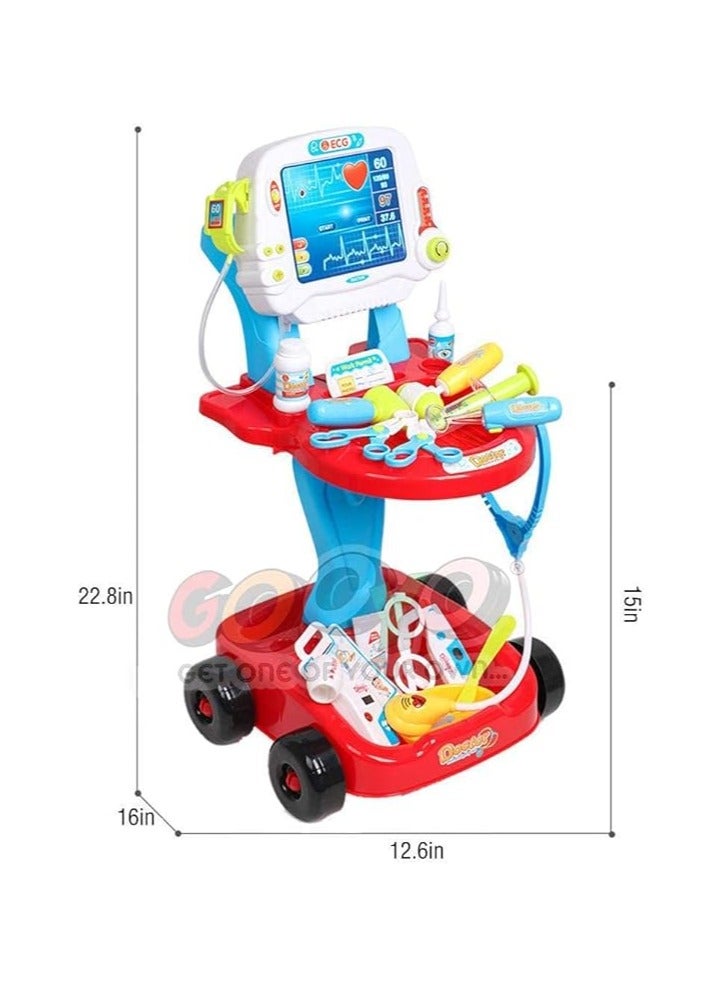 Children Pretend Play Kids Doctor Set with Electric Simulation ECG Medical and Stethoscope and full Mdedical Doctor Kit Toy