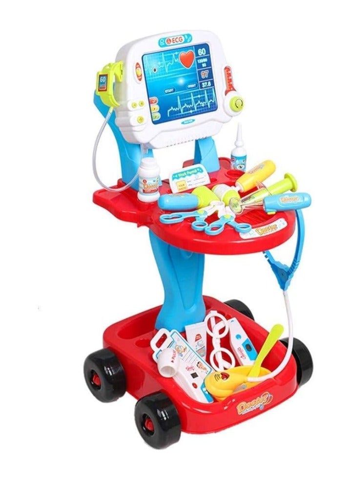 Children Pretend Play Kids Doctor Set with Electric Simulation ECG Medical and Stethoscope and full Mdedical Doctor Kit Toy