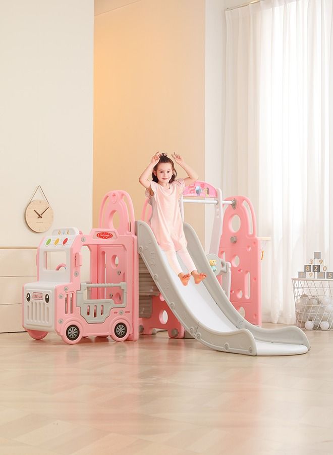 Children Bus Style Indoor Playground Baby Multifunctional Toys Colorful Plastic Swing Slide