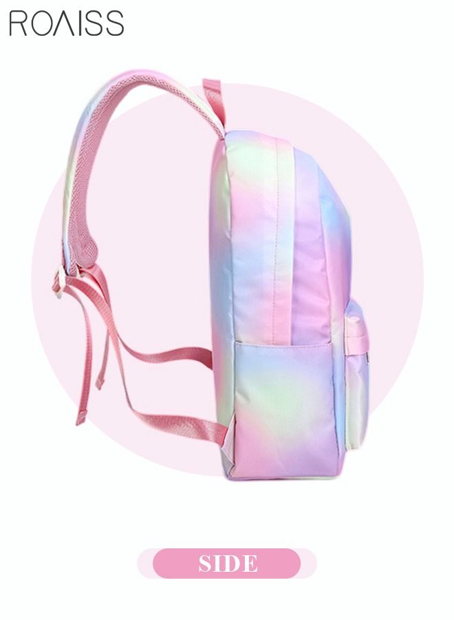 3-Piece School Backpacks for Teen Girls 3 In 1 Rainbow School Bookbags Set Lunch Bag Pencil Case Travel Lightweight Daypack Multicolor