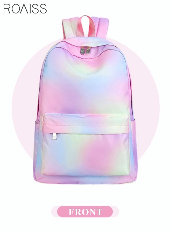 3-Piece School Backpacks for Teen Girls 3 In 1 Rainbow School Bookbags Set Lunch Bag Pencil Case Travel Lightweight Daypack Multicolor