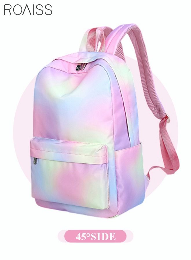 3-Piece School Backpacks for Teen Girls 3 In 1 Rainbow School Bookbags Set Lunch Bag Pencil Case Travel Lightweight Daypack Multicolor