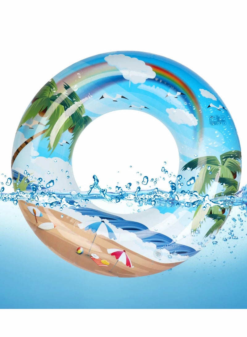 Inflatable Pool Floats, Swimming Rings, 33.8 inch Pool Tube Toys Ocean Beach Coconut Tree Swim Tube