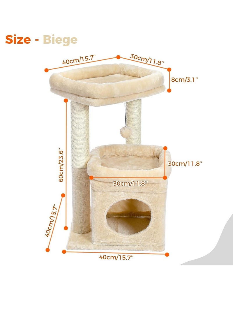 Cat Tree Multi Level Cat Tower with Sisal Covered Scratching Post Cozy Cat Condo and Large Cat Perch for Indoor Cats