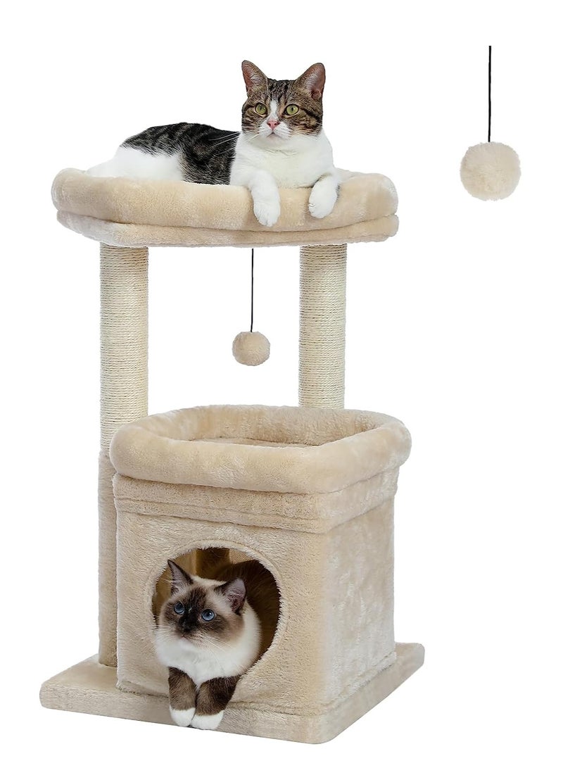 Cat Tree Multi Level Cat Tower with Sisal Covered Scratching Post Cozy Cat Condo and Large Cat Perch for Indoor Cats