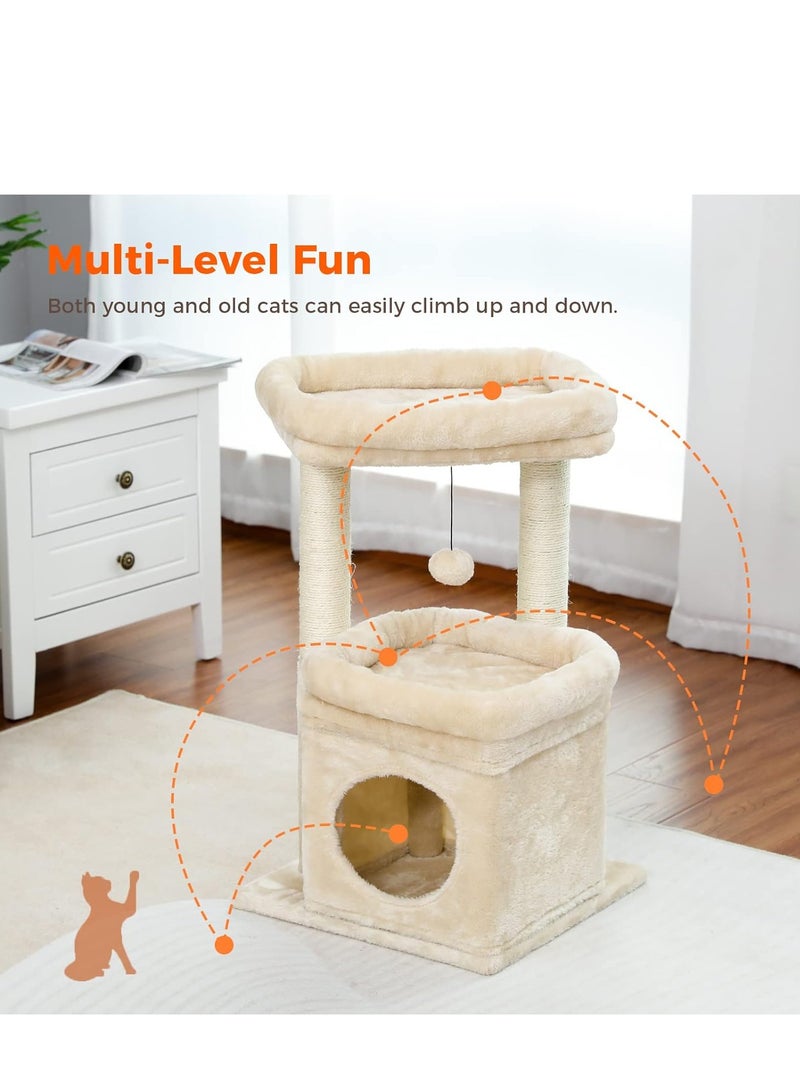 Cat Tree Multi Level Cat Tower with Sisal Covered Scratching Post Cozy Cat Condo and Large Cat Perch for Indoor Cats