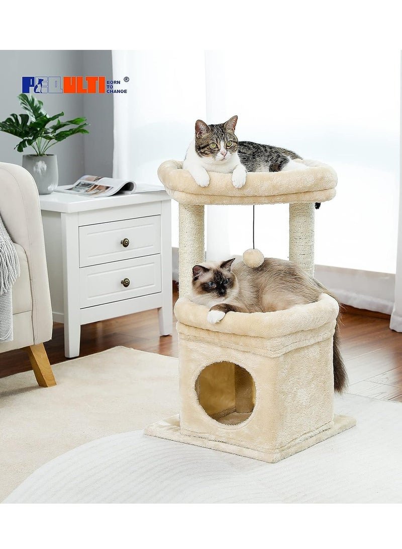 Cat Tree Multi Level Cat Tower with Sisal Covered Scratching Post Cozy Cat Condo and Large Cat Perch for Indoor Cats
