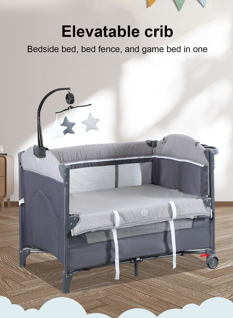 5-In-1 Pack And Play Baby Bedside Sleeper With Bassinet Multifunction Bedside Crib From Newborn To Toddlers