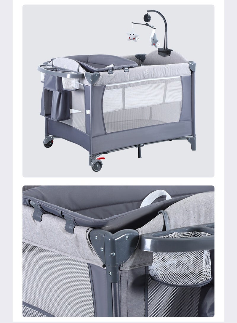 5-In-1 Pack And Play Baby Bedside Sleeper With Bassinet Multifunction Bedside Crib From Newborn To Toddlers