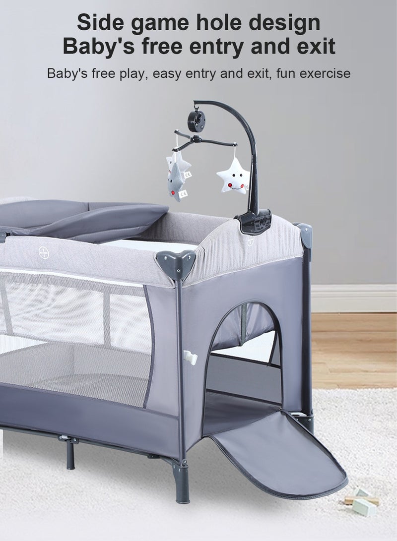 5-In-1 Pack And Play Baby Bedside Sleeper With Bassinet Multifunction Bedside Crib From Newborn To Toddlers