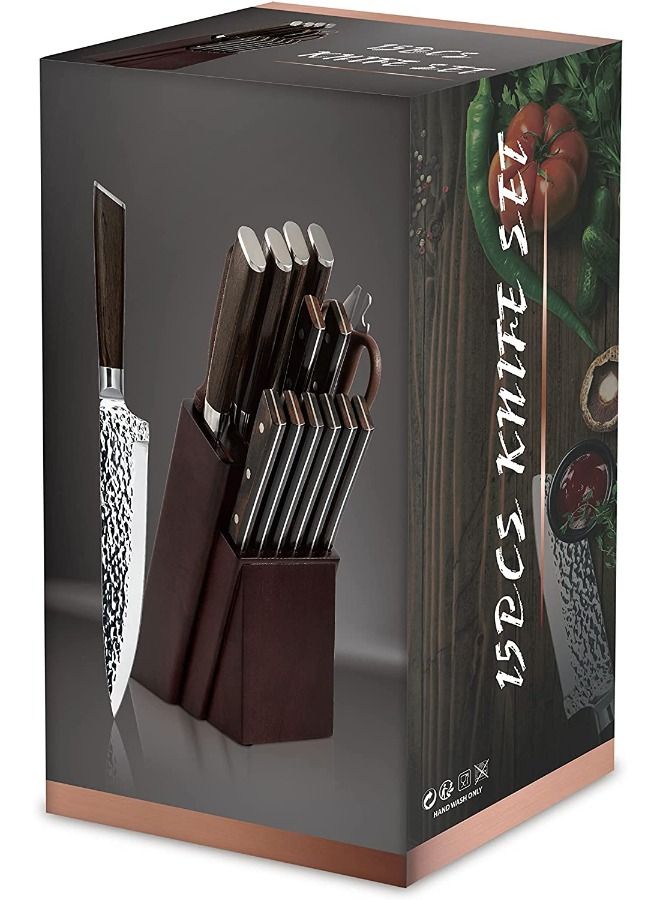 15-piece Knife Set with Wooden Stand | Super Sharp Slicer | Kitchen Knife Set for Home| Knife Set with Stand | Knife Set | Chef Knife Professional | Kitchen Knives
