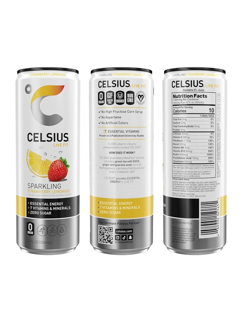 Celsius Fitness Drink 12oz 12/Case Strawberry Lemonade