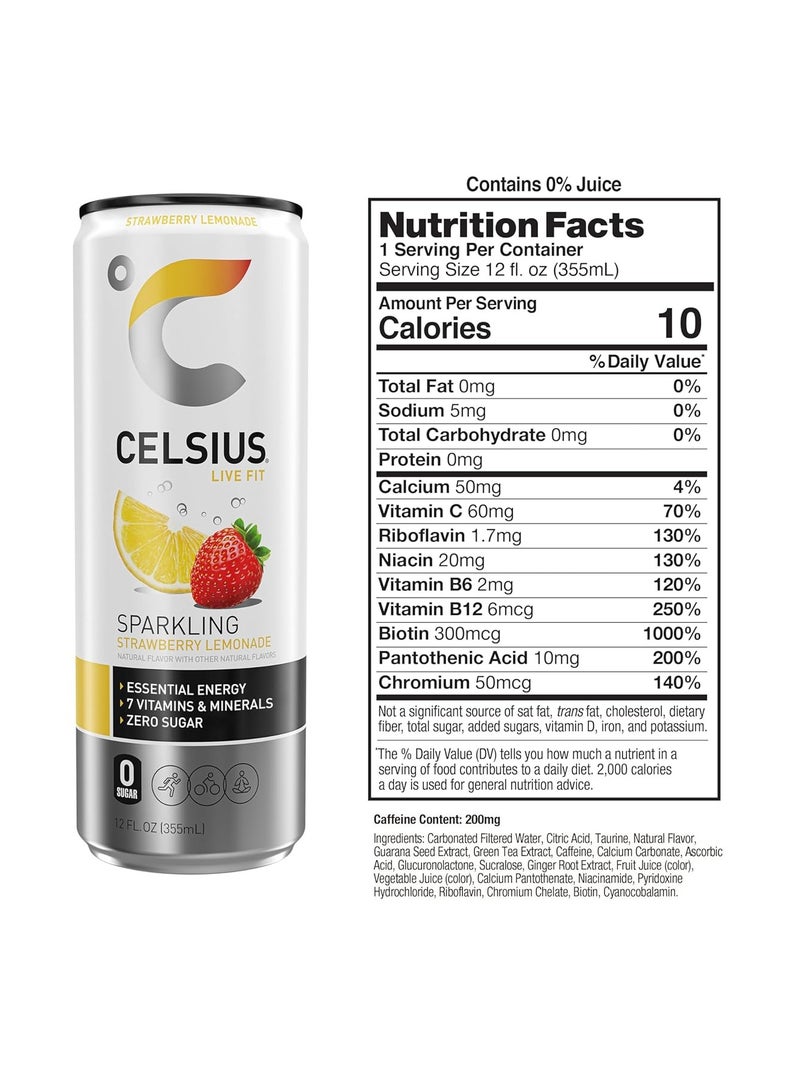 Celsius Fitness Drink 12oz 12/Case Strawberry Lemonade