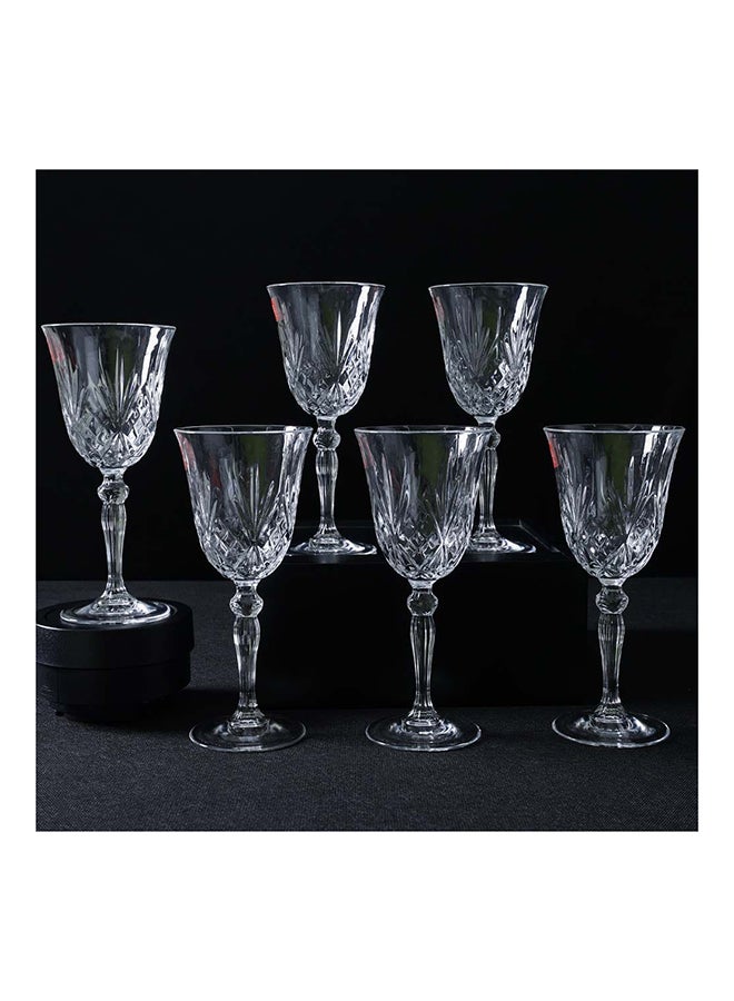 Rcr Melodia 6-Piece Crystal Glass Wine Glass Set 27 Cl Crystal Cocktail Barware Cups Modern Houseware Beverage Glass White