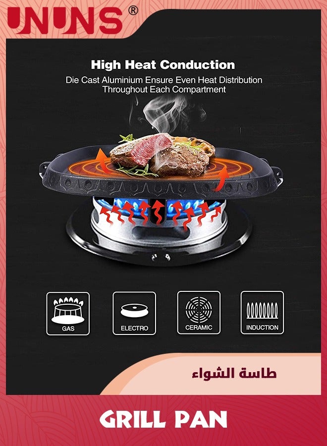 BBQ Grill Pan,32cm Nonstick Aluminum Induction Grill Pans Korean BBQ Grill For Stove Tops,Maifan Coated Surface Non-stick Smokeless Barbecue Plate For Indoor Outdoor BBQ,Square