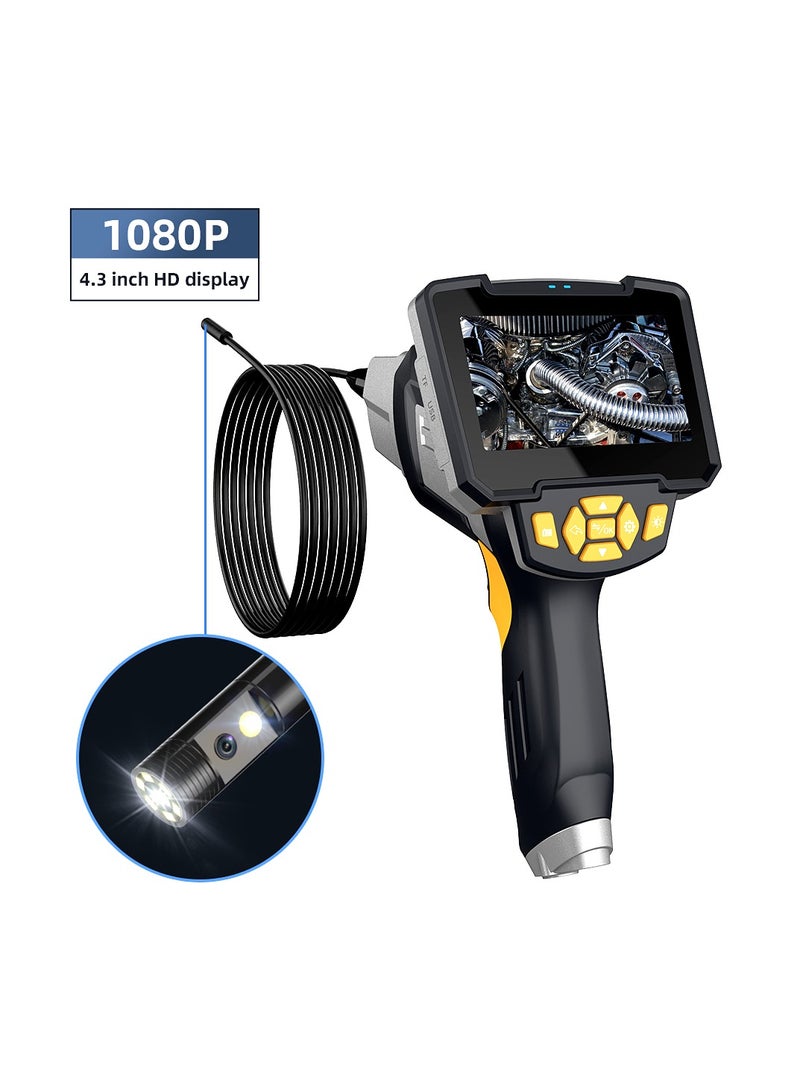 Borescope Inspection Camera Industrial Endoscope 3.9mm Camera1080P HD 4.3” IPS Screen 6 LED Lights Semi-Rigid Cable IP68 Waterproof
