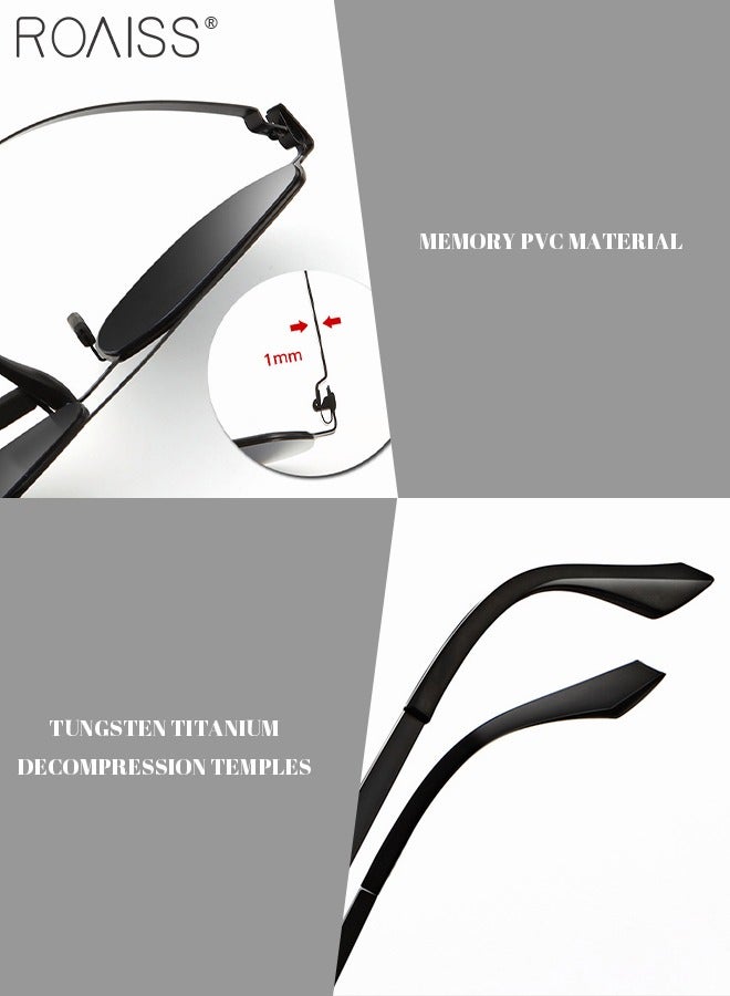 Men's Round Sunglasses UV400 Protection Sun Glasses with Ultralight Metal Frame Fashion Anti-Glare Sun Shades for Men Driving Fishing Traveling Black