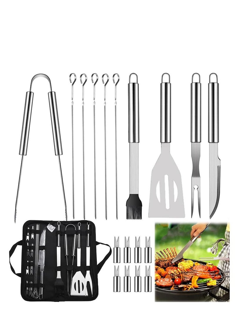 Deluxe Grill Set, Accessories for Camping Backyard Barbecue 18 Piece Grilling Heavy Duty Stainless Steel BBQ Tools Professional Gifts Set Men Women