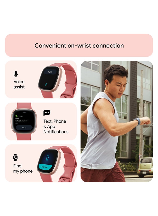 Versa 4, Health & Fitness Smartwatch with Built-in GPS and Up To 6+ Days Battery Life, 6-months Premium Membership Included, compatible with Android and iOS Pink Sand / Copper Rose