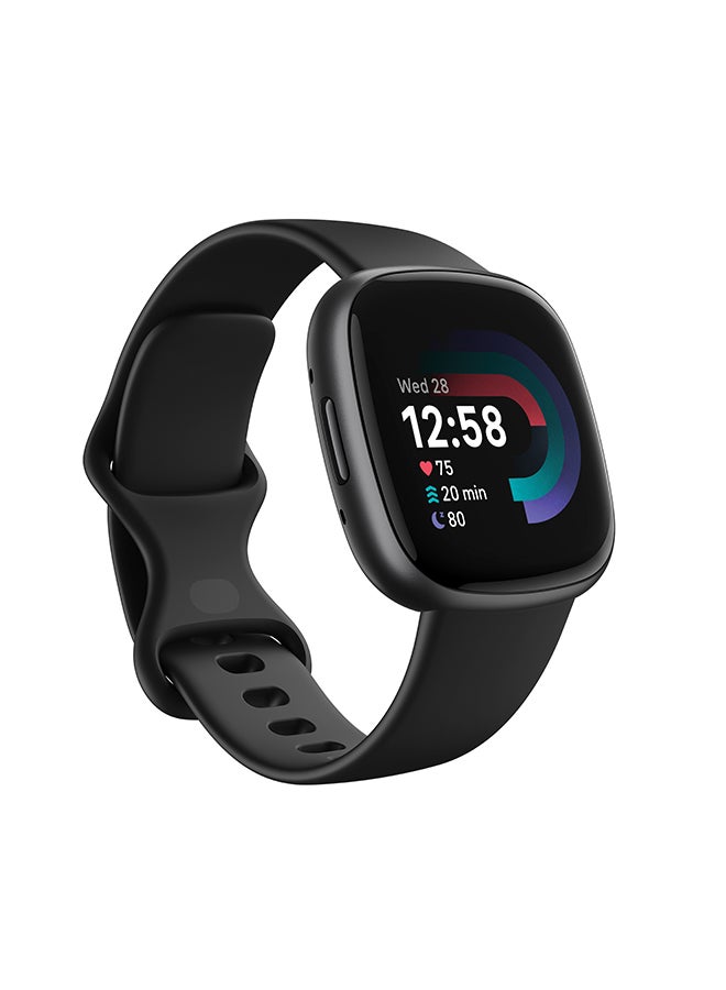 Versa 4, Health & Fitness Smartwatch with Built-in GPS and Up To 6+ Days Battery Life, 6-months Premium Membership Included, compatible with Android and iOS Black/Graphite