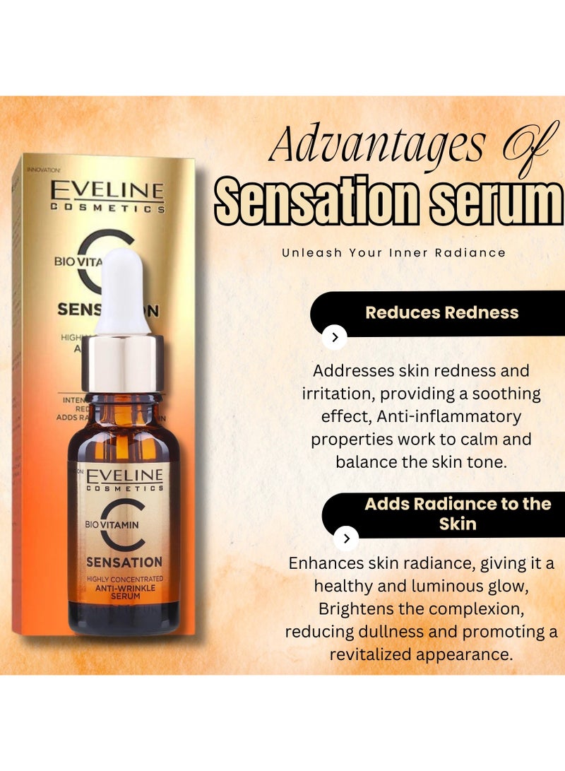 Sensation Pack Anti-Wrinkle (Face Cream, Face Serum, Cleansing Gel)- Gentle Cleansing- Vitamin C Infusion- Skin Brightening- Hydration And Moisturization- Balanced Formula 218ml