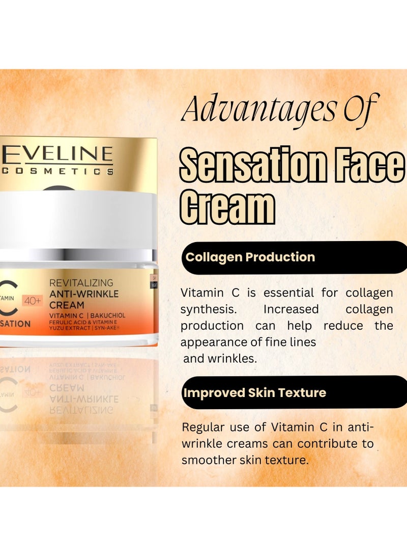 Sensation Pack Anti-Wrinkle (Face Cream, Face Serum, Cleansing Gel)- Gentle Cleansing- Vitamin C Infusion- Skin Brightening- Hydration And Moisturization- Balanced Formula 218ml