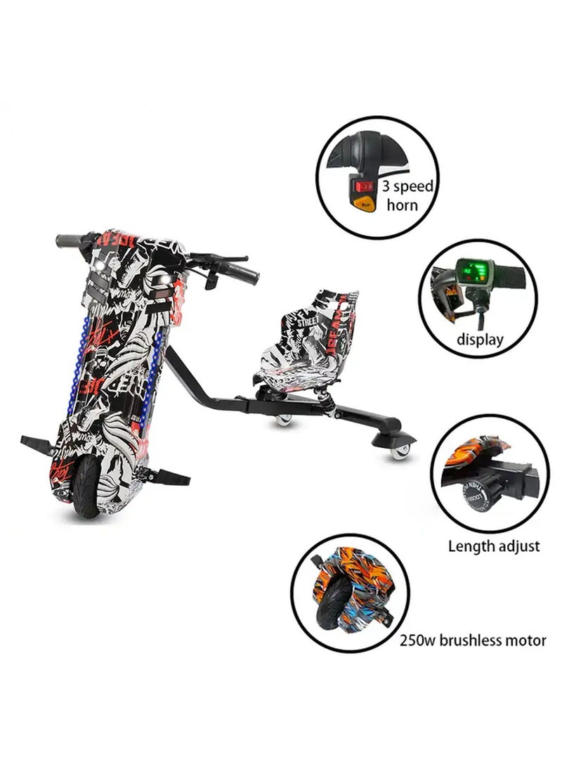 Electric drifting Scooter 3 Wheel Ride On Toy bike for kids with Key and Lights 36V