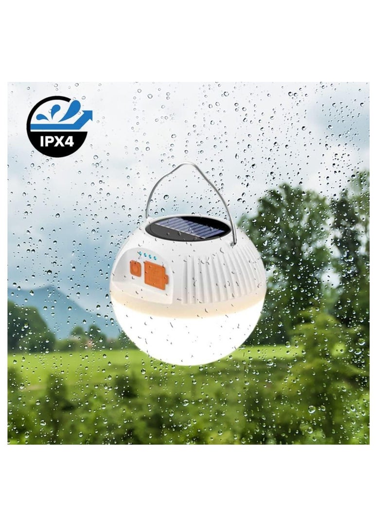 LED Camping Lantern Rechargeable Bedroom Baby Nursery Night Light, Portable Hanging Tent Light Solar Powered Emergency Lights for Outdoors Reading with Hook