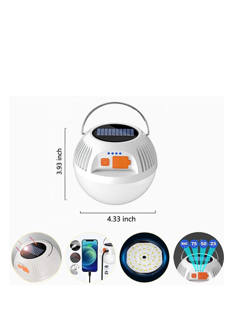 LED Camping Lantern Rechargeable Bedroom Baby Nursery Night Light, Portable Hanging Tent Light Solar Powered Emergency Lights for Outdoors Reading with Hook