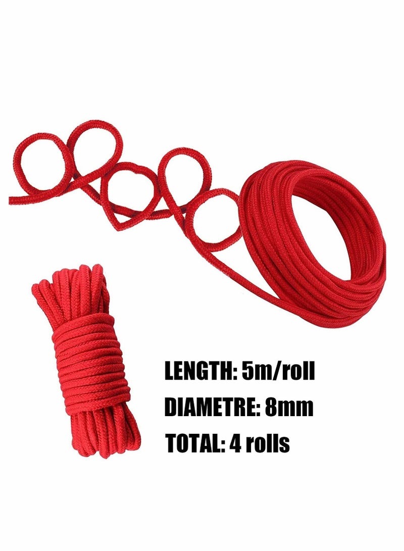 2 Roll 10M Soft Red Cotton Rope, for Wall Hanging, Decor Crafts Projects, Macrame Knotting, and Home Decoration