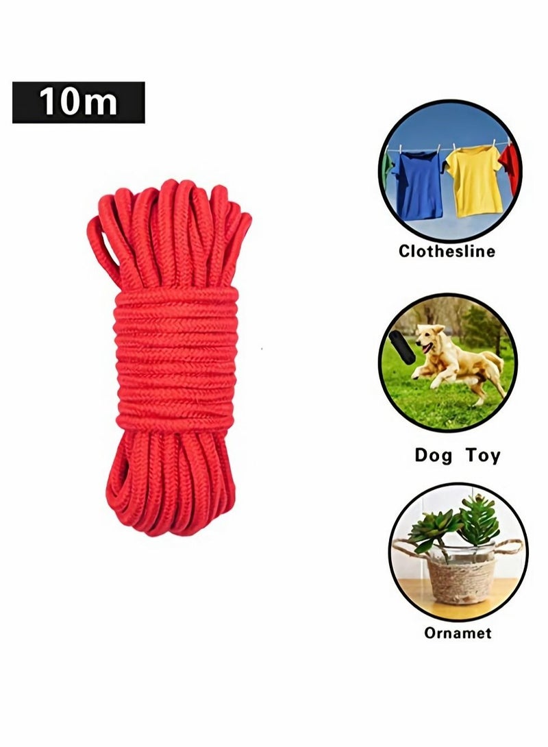 2 Roll 10M Soft Red Cotton Rope, for Wall Hanging, Decor Crafts Projects, Macrame Knotting, and Home Decoration