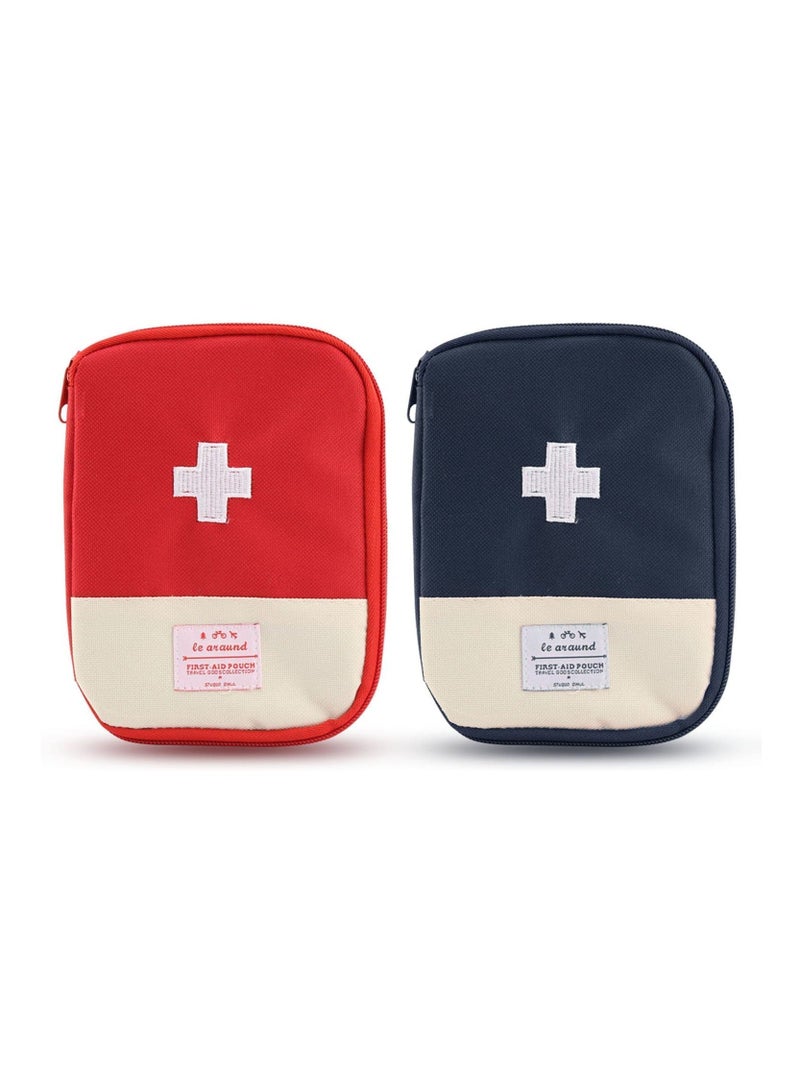 2Pcs Travel Mini First Aid Pouch Portable Kit Storage Bag for Medicine Boxes Medical Kits Empty Sports Camping Hiking Outdoor Activities Emergency