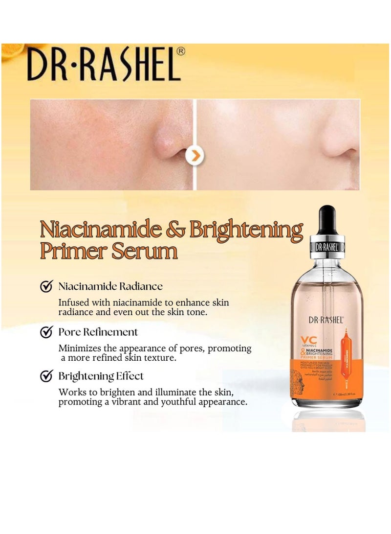 Vitamin C And Niacinamide Skin Care Set Composed Brightening Spray Primer Serum Essence Mask Moisturizes Skin Even Tone Orange 335grams