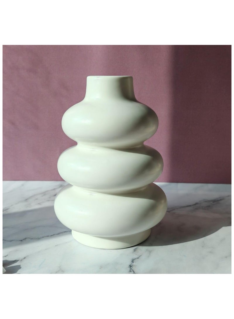 Wave Design Ceramic Vase - Large, White Modern Pampas Flower Vase, Minimalist Nordic Ins Style Vase for Home Decor, Wedding, Dinners, Party, Events, Office & Gifting
