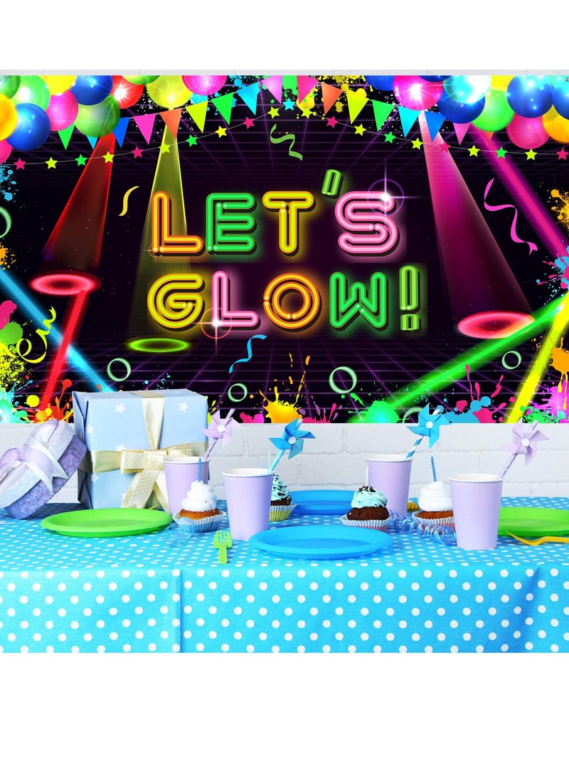 Disco Party Decorations Supplies, Neon Glow Party Backdrop Fabric, Birthday Party Backdrop, Neon Birthday Party Decorations for Neon Themed Party Birthday Party, 5.9 x 3.6 Ft