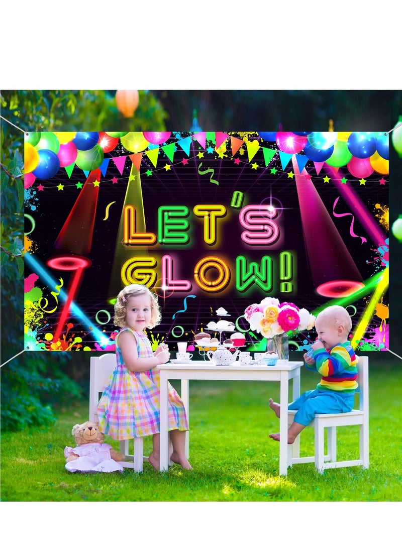 Disco Party Decorations Supplies, Neon Glow Party Backdrop Fabric, Birthday Party Backdrop, Neon Birthday Party Decorations for Neon Themed Party Birthday Party, 5.9 x 3.6 Ft