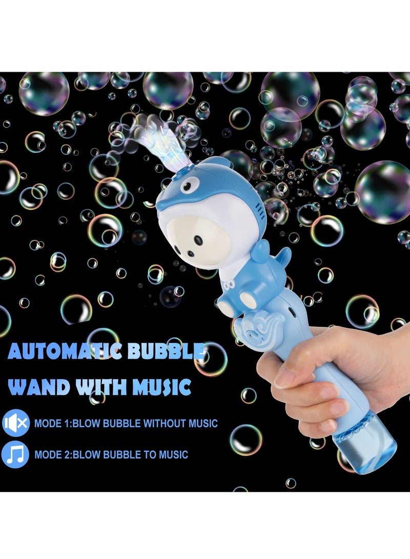 Rechargeable Bubble Machine for Kids Automatic Multifunction Electric Dolphin Bubble Maker with Music and Lights USB Rechargeable Leakproof Bubble Bottle Outdoor Toy Gift for Kids 3-8 Years Old