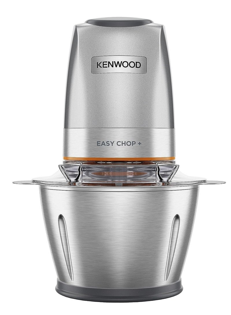 Stainless Steel Chopper Electric Food Chopper with 1.2L SS Bowl (600ml working capacity), Dripper Pro, Quad Blade, Storage Lid, Dual Speed, Spatula, Ice Crush Function 500 W CHP62.700SI SILVER