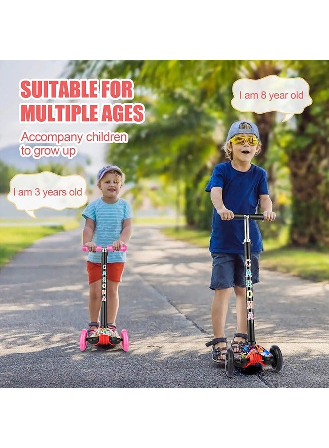 Kids 3 wheel Mini Height- Adjustable Kick Scooter, 3-6Years-Old (Pink and Blue)