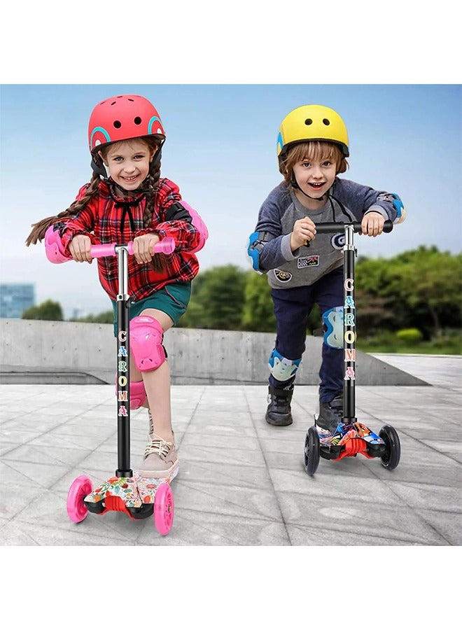 Kids 3 wheel Mini Height- Adjustable Kick Scooter, 3-6Years-Old (Pink and Blue)