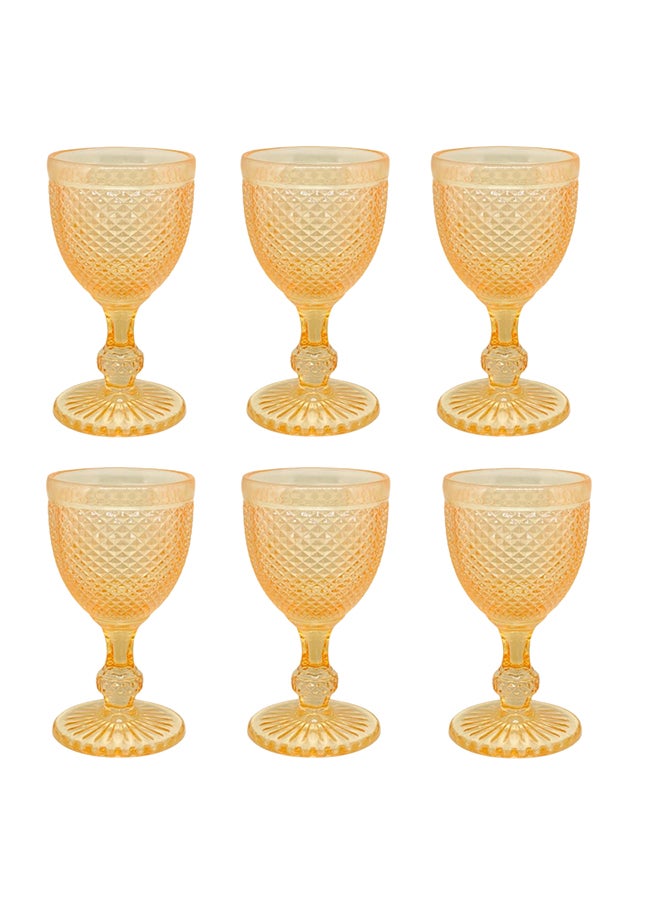 6-Piece Retro Design Diamond Pattern Glass Orange