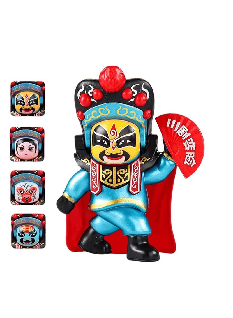 Sichuan Opera Face Changing Doll, New Face-Changing Toys, Face Doll Ornaments, National Culture, Chinese Specialty Handmade Gift Souvenirs Doll Toys, Blue, 1 Pcs