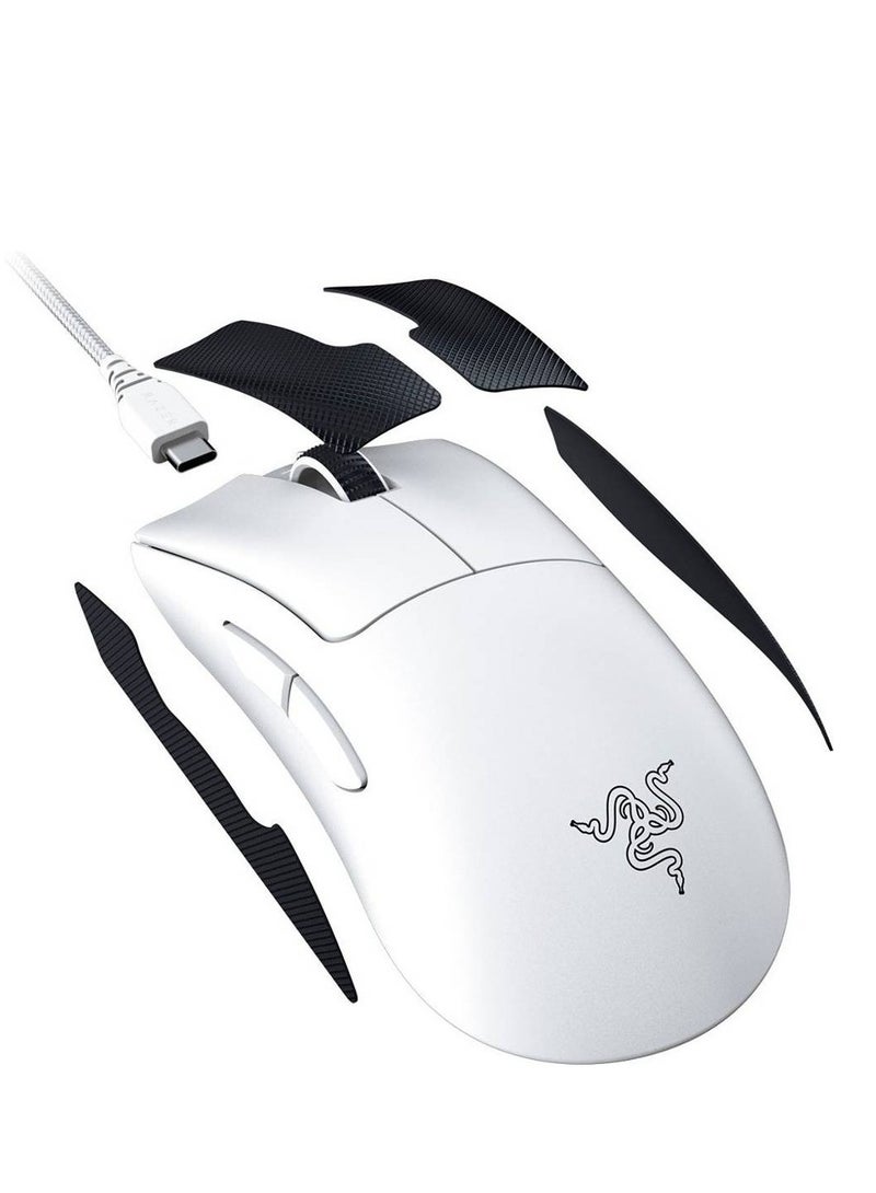 Deathadder V3 Pro Gaming Mouse, Focus Pro 3K Optical Sensor, 30000 Max DPI Sensitivity, Optical Mouse Switches Gen-3, 5 Programmable Buttons, 100% PTFE Feet, White | RZ01-04630200-R3G1