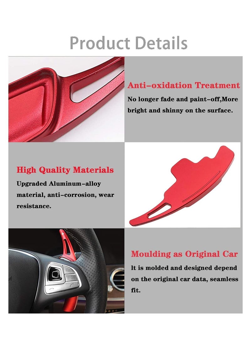 Steering Wheel Paddle Shifter Extension, Aluminum-Alloy Shift Paddle For A B C CLA CLS E G GL GLA GLC GLE GLS for Metris S SL SLC Class (Red)