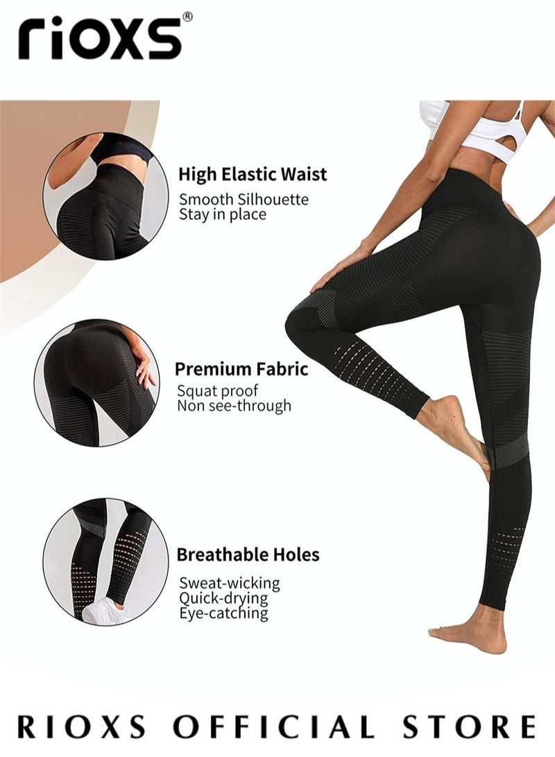 Women's High Waist Legging Hip Lift Yoga Pant Seamless Gym Pant Hollow Out Tummy Tights
