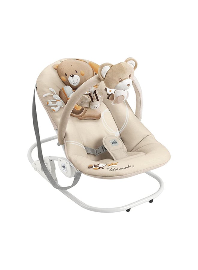 Portable Giocam Baby Infant Rocking, Bouncer, Sway Gentle Swaying Rocker, Support With Safety, Cradle, Adjustable 3-position Backrest, Soft Fabric Cover Form 0-9 Kg - Beige