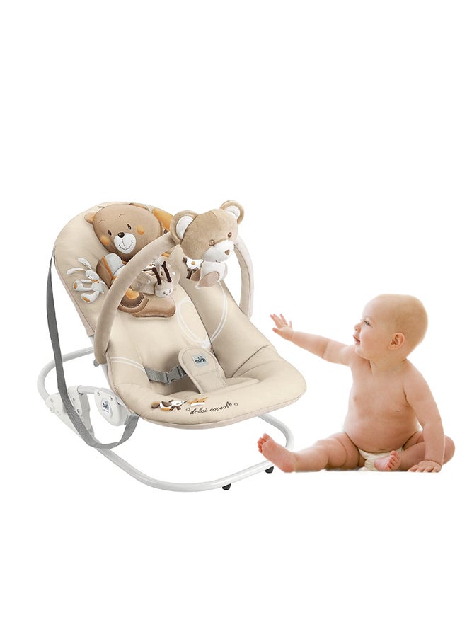 Portable Giocam Baby Infant Rocking, Bouncer, Sway Gentle Swaying Rocker, Support With Safety, Cradle, Adjustable 3-position Backrest, Soft Fabric Cover Form 0-9 Kg - Beige