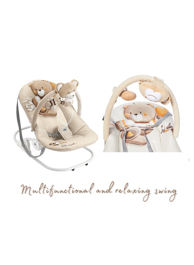 Portable Giocam Baby Infant Rocking, Bouncer, Sway Gentle Swaying Rocker, Support With Safety, Cradle, Adjustable 3-position Backrest, Soft Fabric Cover Form 0-9 Kg - Beige