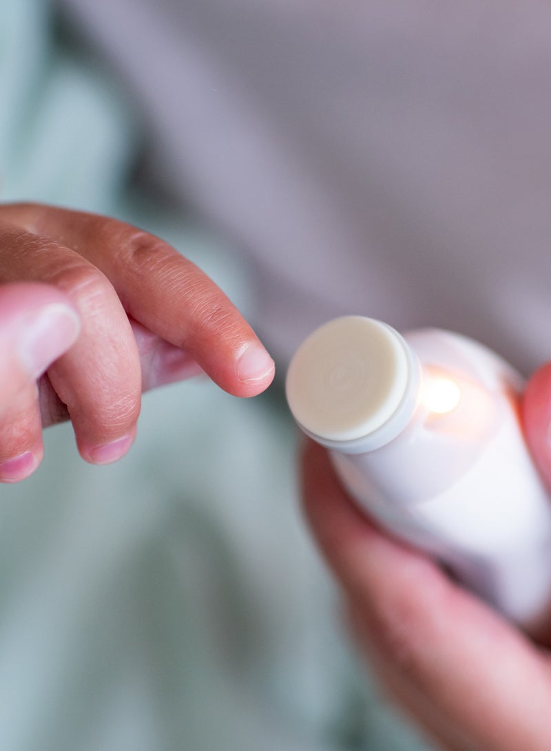 Electric Baby Nail File Trimmer, Battery-Powered Infant Nail Clipper with LED Light and Six Filing Heads for Baby and Adult Use