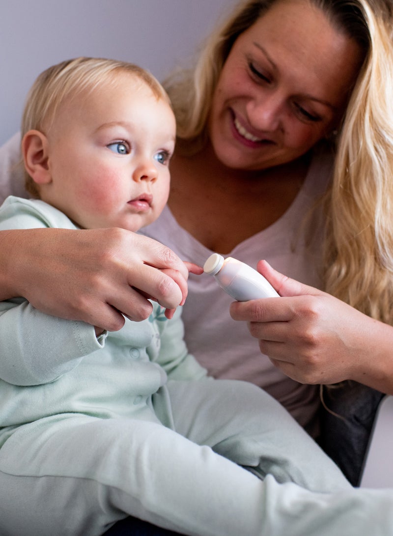 Electric Baby Nail File Trimmer, Battery-Powered Infant Nail Clipper with LED Light and Six Filing Heads for Baby and Adult Use
